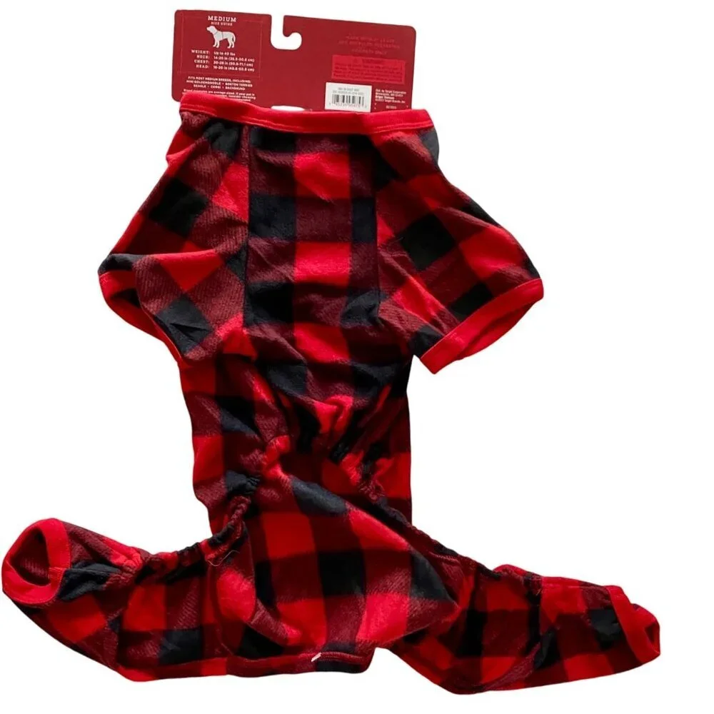 Wondershop Pet Pajamas Buffalo Check Black Red Dog Medium NEW NWT